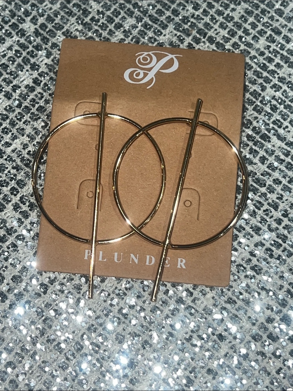 Plunder Rose Gold Hoop Earrings with Vertical Bar